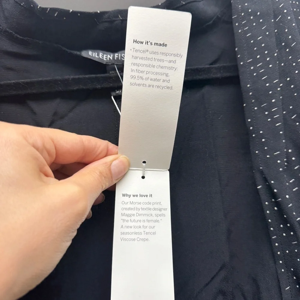Eileen Fisher Black and White Speck Morse Code Duster Wrap Kimono Cardigan